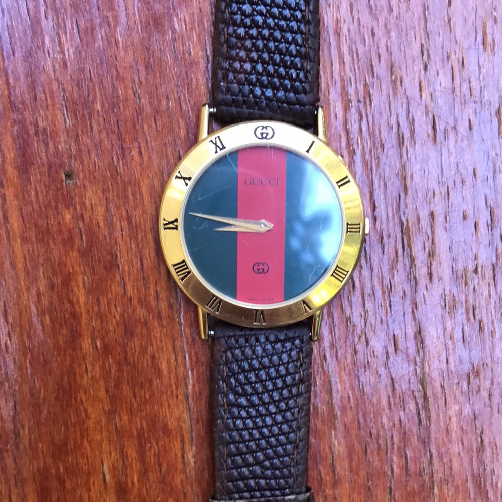 Unisex GUCCI 3000M Iconic Wristwatch Gold Plated Orig Lizard Strap. NEW BATTERY! - Picture 6 of 14
